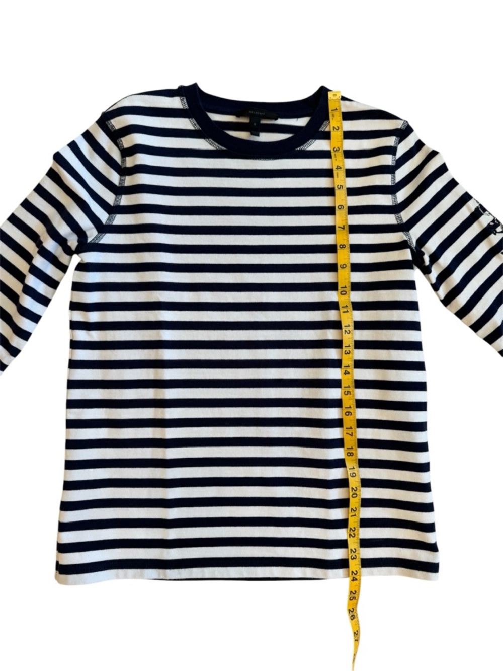 Belstaff Christina Maritime Striped Cotton Long Sleeve Navy Blue Shirt Small - Picture 9 of 10
